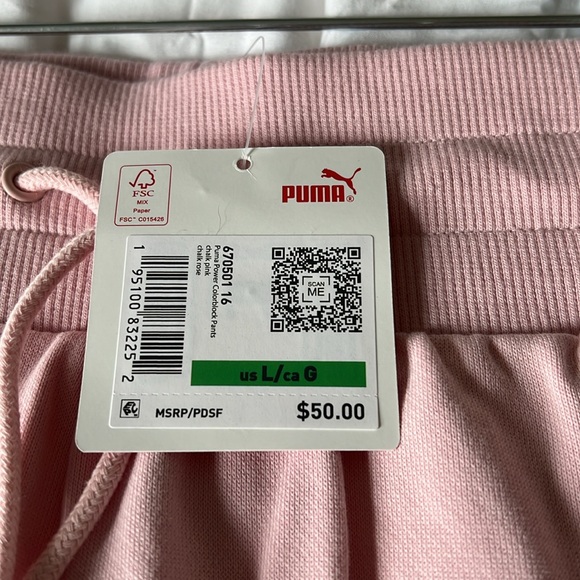 NWT Puma large pink sweatpants with pockets - Picture 2 of 4